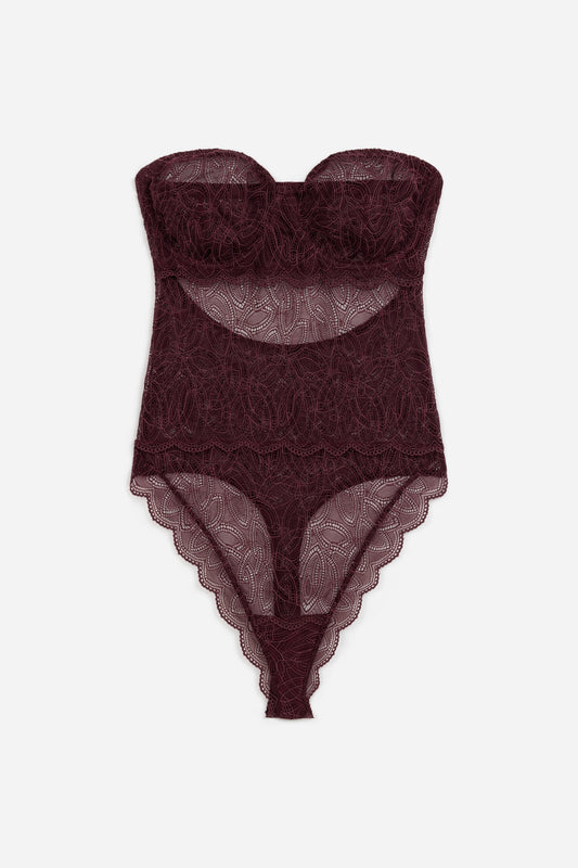 Dahlia Underwired Strapless Bodysuit | Cherry Lacquer