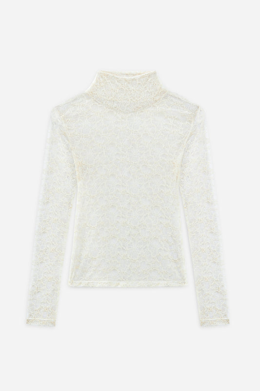 Marie Mock Neck Long Sleeve Top | Ecru