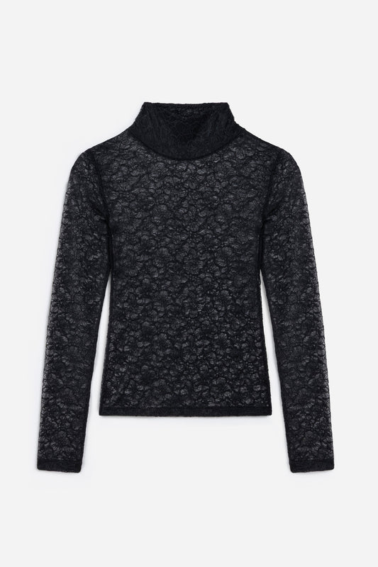 Marie Mock Neck Long Sleeve Top | Black
